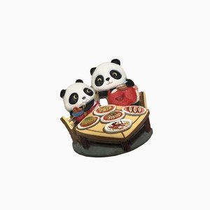 Panda Family Fridge Magnet